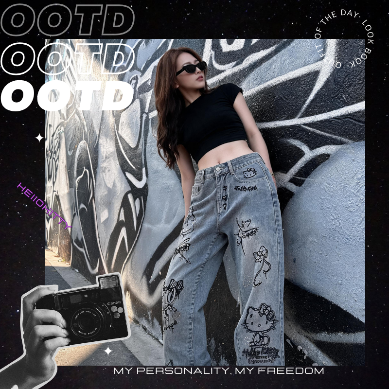 Street Fashion In Japan - Cute Keiokitty Rhinestone Graffiti Street Y2K