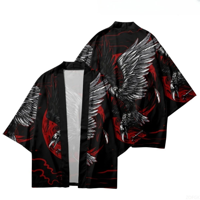 Fashion Crow Printed Open Fron - Street Fashion Kimono recensie en prijs