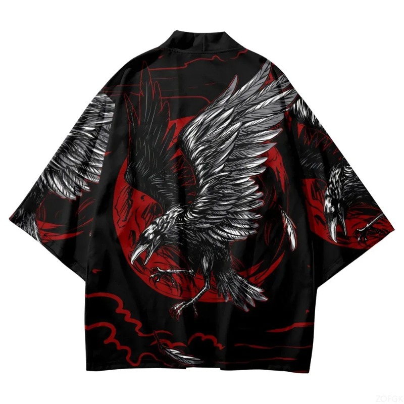 Fashion Crow Printed Open Fron - Street Fashion Kimono recensie en prijs