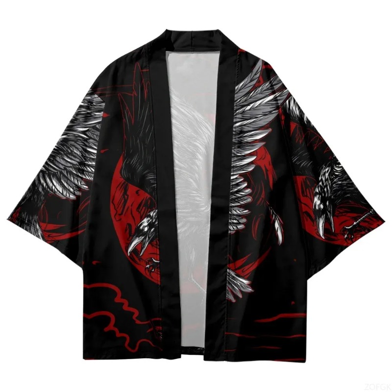 Fashion Crow Printed Open Fron - Street Fashion Kimono recensie en prijs