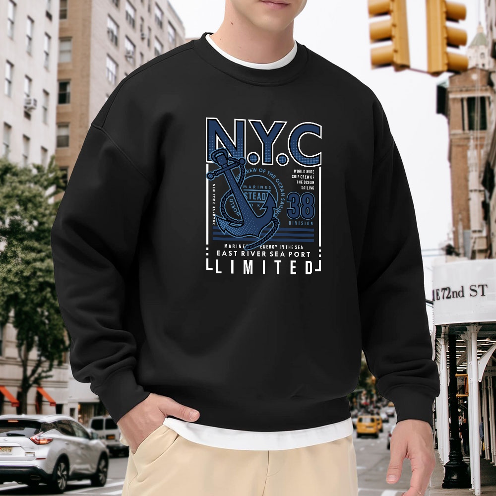 Men's Black Crew Neck Loose Sw - Street Fashion Nyc recensie en prijs