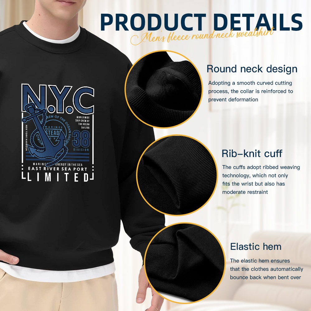 Men's Black Crew Neck Loose Sw - Street Fashion Nyc recensie en prijs