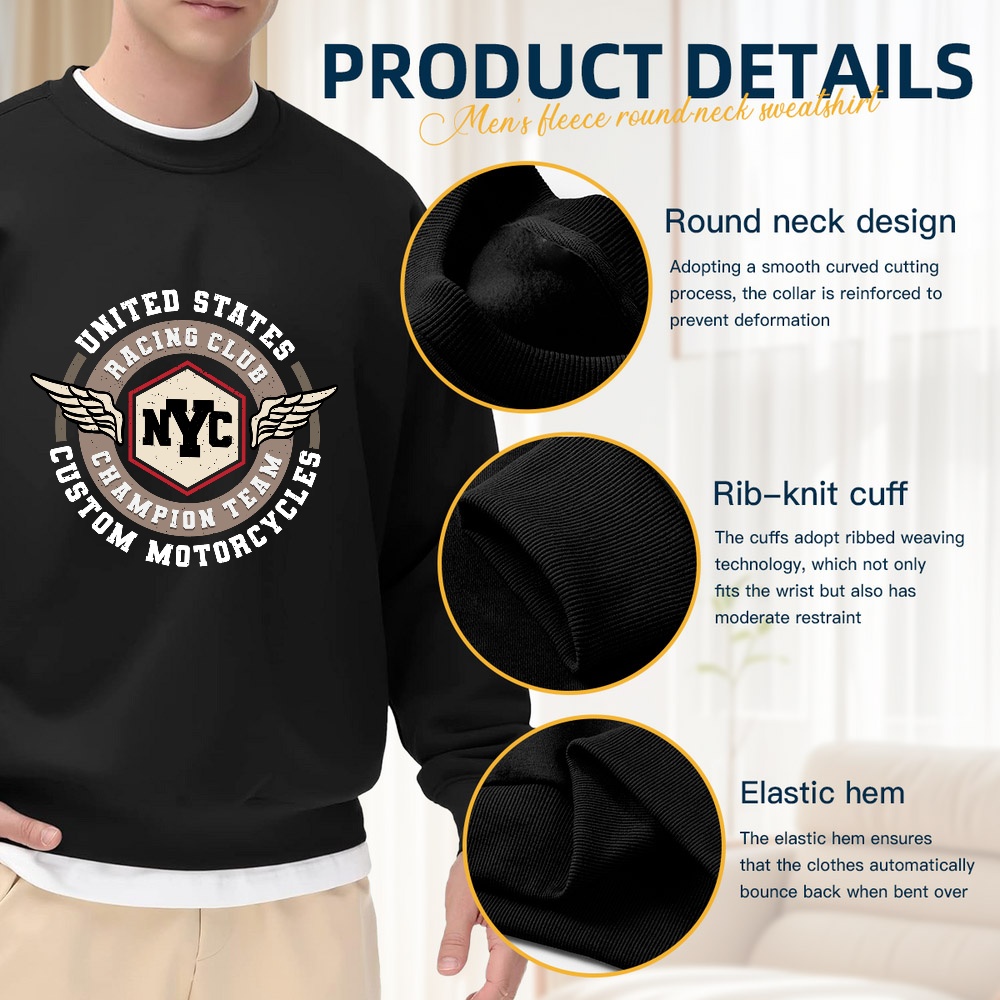 Men's Black Crew Neck Sweatshi - Street Fashion Nyc recensie en prijs