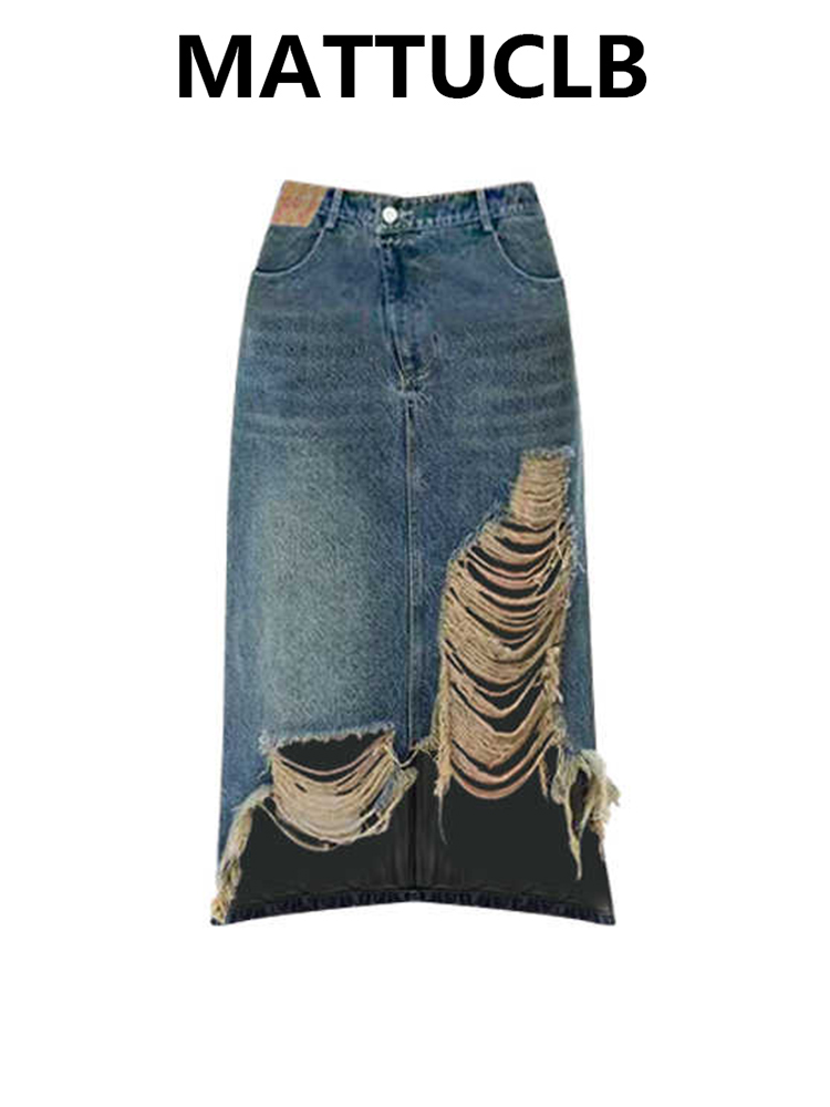 Women 2000s Midi Skirt Ripped  - Street Fashion Korean recensie en prijs