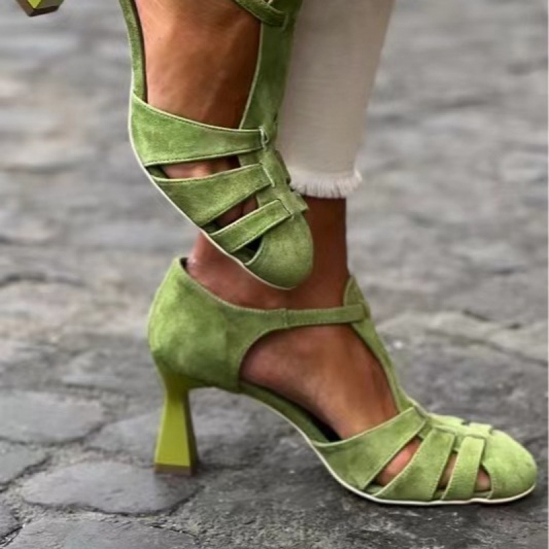 Women's Green Suede Kitten Hee - Street Fashion Dress recensie en prijs