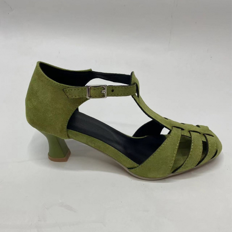 Women's Green Suede Kitten Hee - Street Fashion Dress recensie en prijs