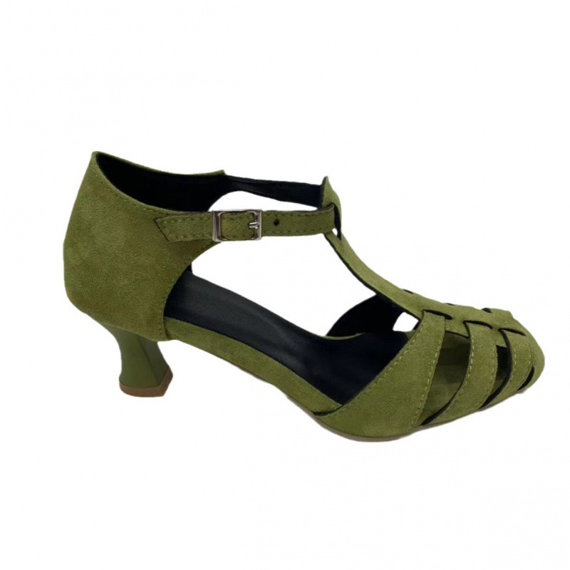 Women's Green Suede Kitten Hee - Street Fashion Dress recensie en prijs
