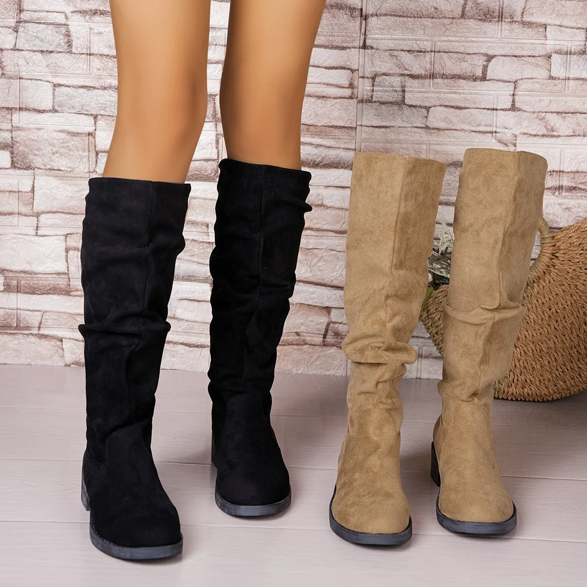 Pleated Boots Women Faux Suede - Street Fashion Winter recensie en prijs