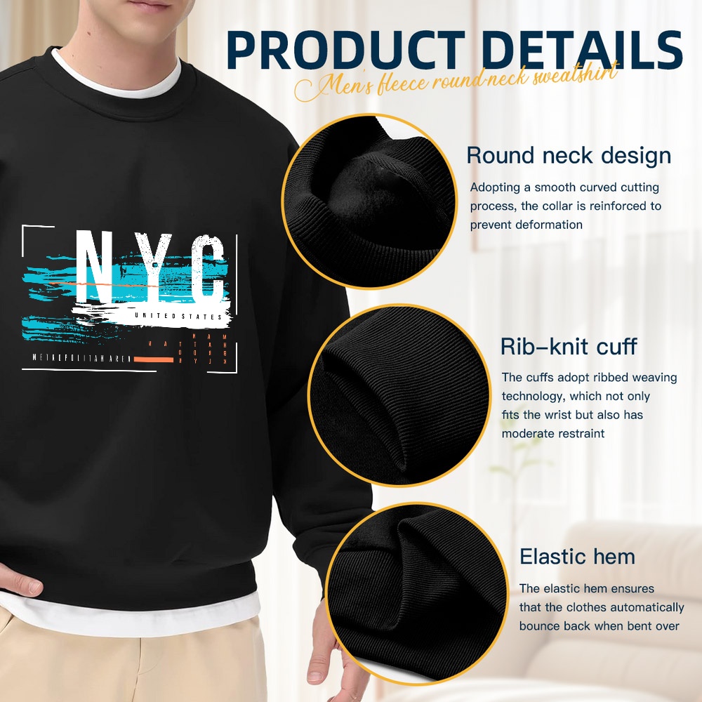 Men's Black Crew Neck Loose Sw - Street Fashion Nyc recensie en prijs