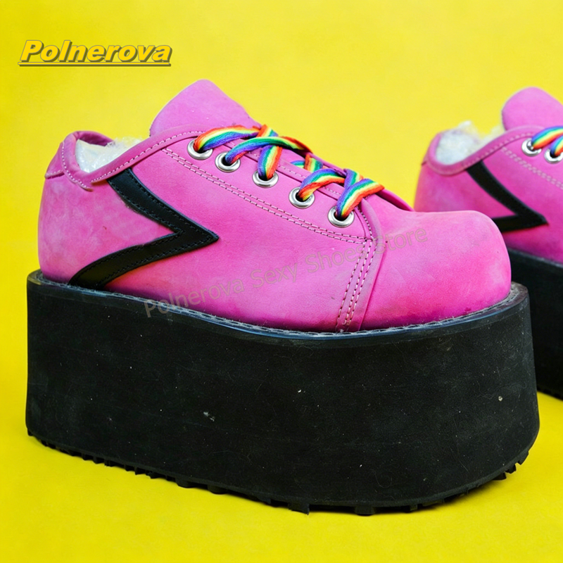 Hot Pink Rainbow Laces Platfor - Street Fashion Hot recensie en prijs