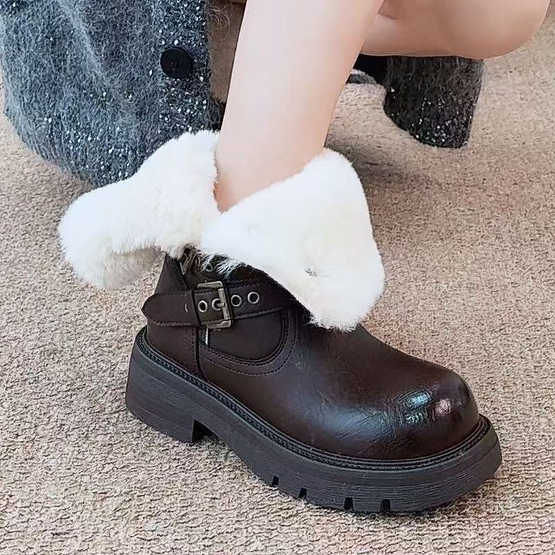 Fur Ankle Boots Women Flats De - Street Fashion Dress recensie en prijs