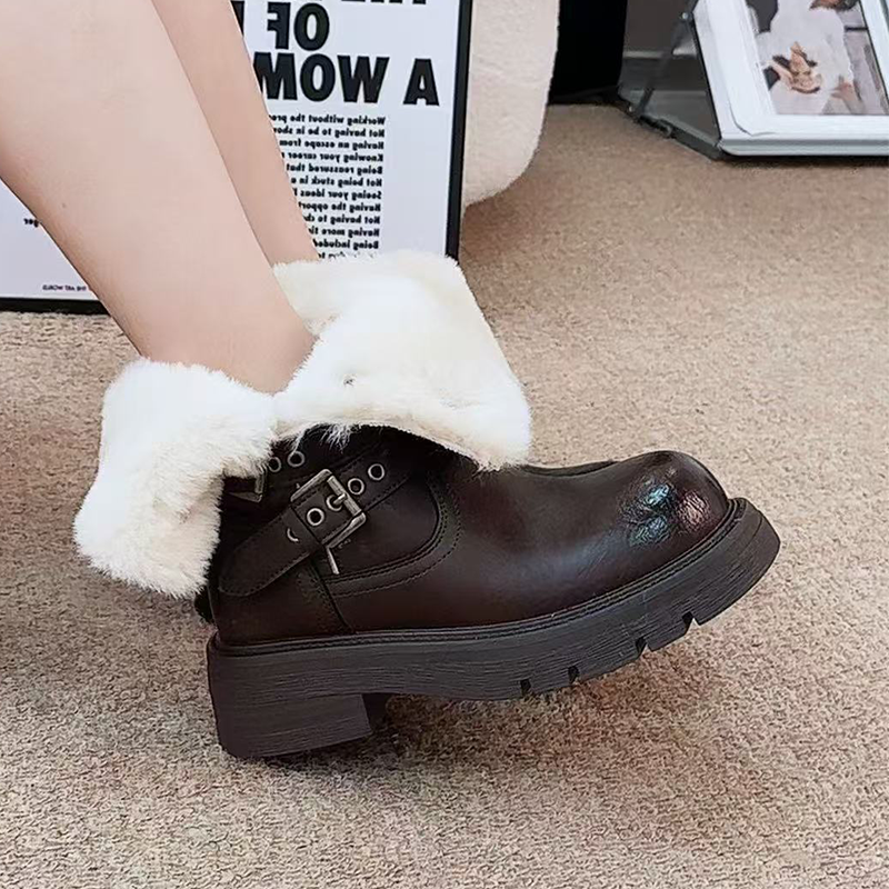 Fur Ankle Boots Women Flats De - Street Fashion Dress recensie en prijs