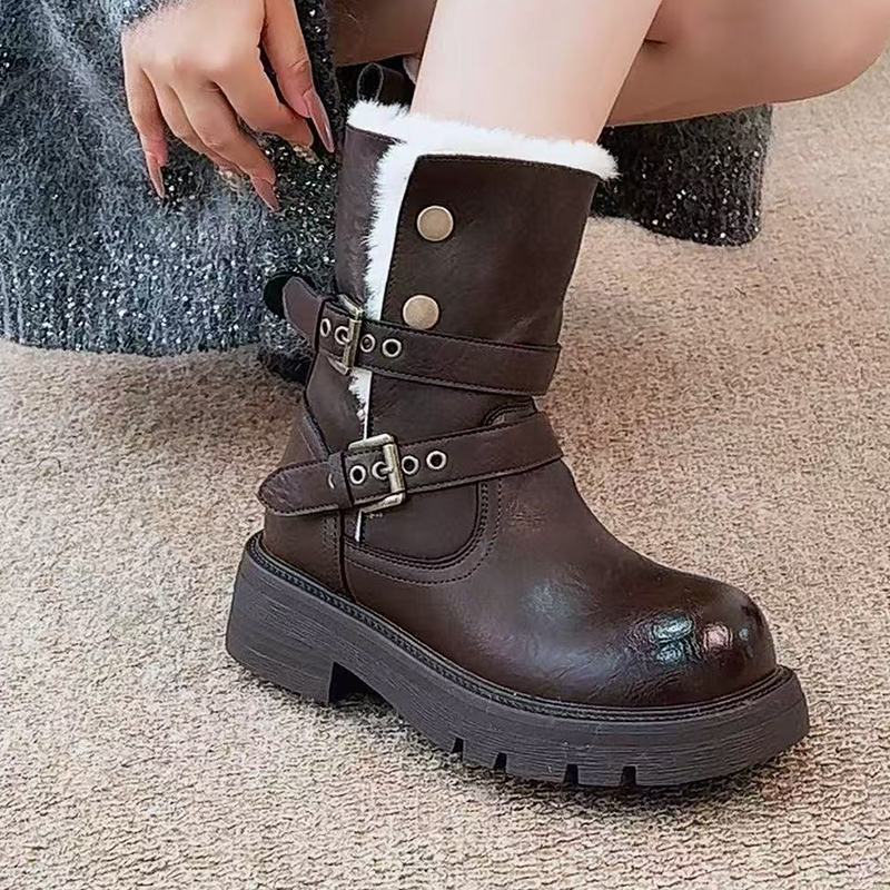 Fur Ankle Boots Women Flats De - Street Fashion Dress recensie en prijs