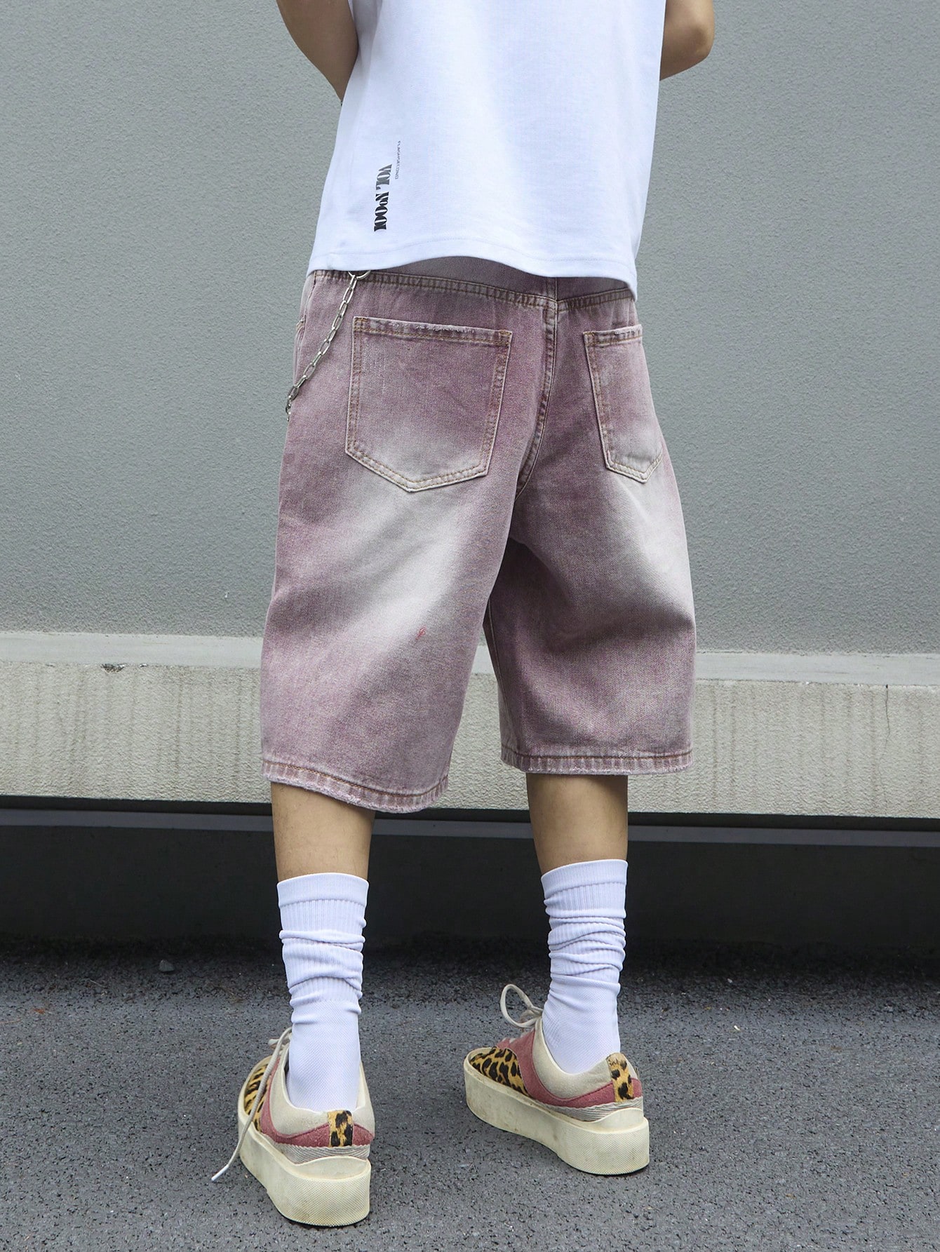 Men's Pink Gradient Denim Shor - Street Fashion Art recensie en prijs