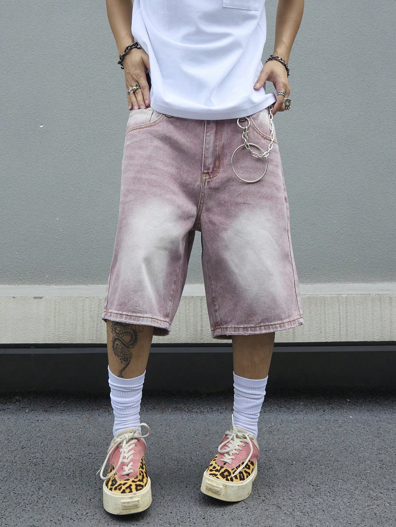 Men's Pink Gradient Denim Shor - Street Fashion Art recensie en prijs