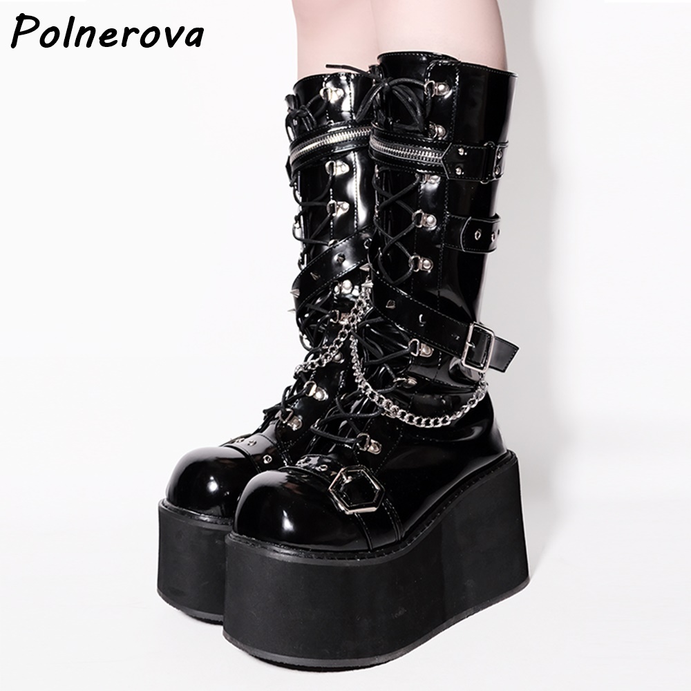 Black Platform Metal Chain Boo - Street Fashion Winter recensie en prijs