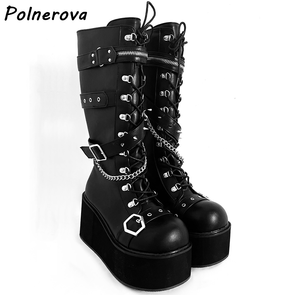 Black Platform Metal Chain Boo - Street Fashion Winter recensie en prijs
